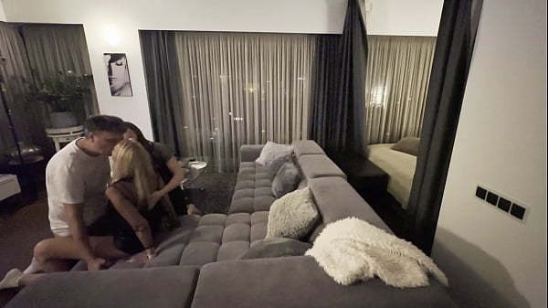 Hubby Pounds Busty MILF While Wifey Fingers Herself Watching